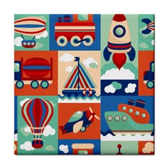 Toy-transport-cartoon-seamless-pattern-with-airplane-aerostat-sail-yacht-vector-illustration Face Towel by Jancukart