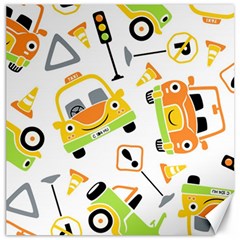 Seamless-pattern-vector-illustration-vehicles-cartoon Canvas 12  X 12  by Jancukart