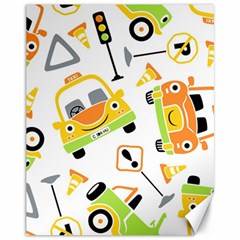 Seamless-pattern-vector-illustration-vehicles-cartoon Canvas 11  X 14  by Jancukart