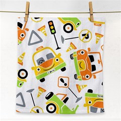 Seamless-pattern-vector-illustration-vehicles-cartoon Face Towel by Jancukart
