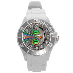 Alice In Wonderland Cat Round Plastic Sport Watch (l) by artworkshop