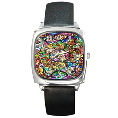 Character Disney Stained Square Metal Watch by artworkshop