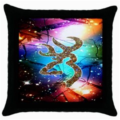 Browning Deer Glitter Galaxy Throw Pillow Case (black) by artworkshop