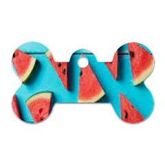 Watermelon Blue Background Dog Tag Bone (one Side) by artworkshop