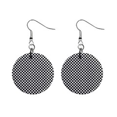 Black And White Checkerboard Background Board Checker Mini Button Earrings by Amaryn4rt