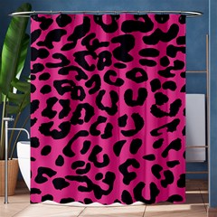 Leopard Print Jaguar Dots Pink Neon Shower Curtain 60  X 72  (medium)  by ConteMonfrey