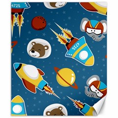 Seamless-pattern-vector-with-spacecraft-funny-animals-astronaut Canvas 8  X 10  by Jancukart
