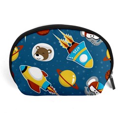 Seamless-pattern-vector-with-spacecraft-funny-animals-astronaut Accessory Pouch (large) by Jancukart