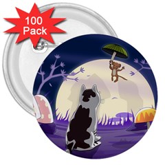 Cat-kitty-mouse-mice-escape-trick 3  Buttons (100 Pack)  by Jancukart