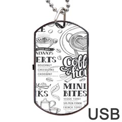 Vintage Coffee-tea-cafe-hamburger-menu-coffee-shop-menu Dog Tag Usb Flash (one Side) by Jancukart