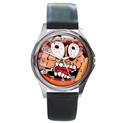 Brain Cartoon Animation Round Metal Watch by Jancukart