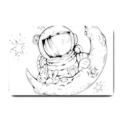 Astronaut-moon-space-astronomy Small Doormat  by Jancukart
