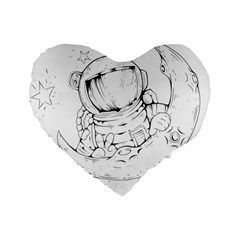 Astronaut-moon-space-astronomy Standard 16  Premium Flano Heart Shape Cushions by Jancukart