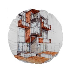 Rag-flats-onion-flats-llc-architecture-drawing Graffiti-architecture Standard 15  Premium Flano Round Cushions by Jancukart