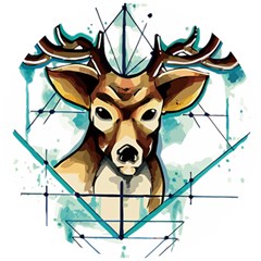 Deer-unicorn-tattoo-drawing-vector-watercolor Wooden Puzzle Round by Jancukart