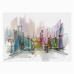 Drawing-watercolor-painting-city Large Glasses Cloth (2 Sides) by Jancukart