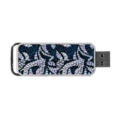Blue On Grey Stitches Portable Usb Flash (two Sides) by kaleidomarblingart