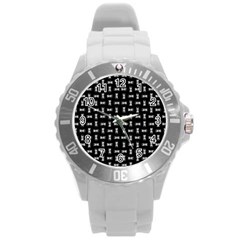 Fantasy Ethnic Caricature Motif Pattern Round Plastic Sport Watch (l) by dflcprintsclothing