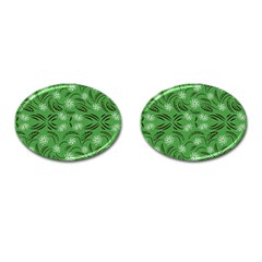 Folk Flowers Print Floral Pattern Ethnic Art Cufflinks (oval) by Eskimos