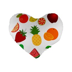 Fruits Cartoon Standard 16  Premium Heart Shape Cushions by Sapixe