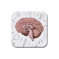 Cerebrum Human Structure Cartoon Human Brain Rubber Coaster (square) by Sapixe