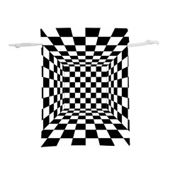 Black And White Chess Checkered Spatial 3d Lightweight Drawstring Pouch (s) by Sapixe
