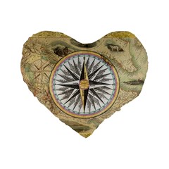 Map Vintage Nautical Collage Standard 16  Premium Heart Shape Cushions by Sapixe