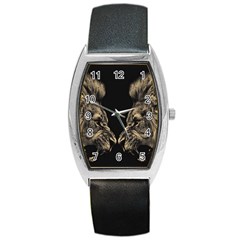 Animalsangry Male Lions Conflict Barrel Style Metal Watch by Jancukart