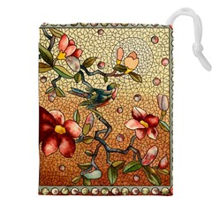 Flower Cubism Mosaic Vintage Drawstring Pouch (5xl) by Jancukart