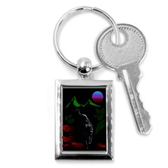 Nature Night Foliage Mountains Key Chain (rectangle) by Amaryn4rt