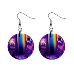 Purple Drawing Digital Art Mini Button Earrings by Amaryn4rt