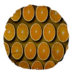 Orange Slices Cross Sections Pattern Large 18  Premium Round Cushions by artworkshop