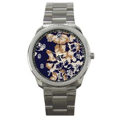 Illustration Abstract Flower Background Pattern Sport Metal Watch by Wegoenart