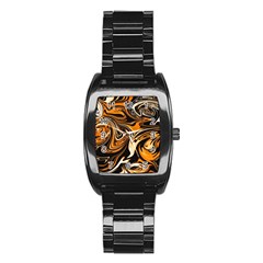 Illustration Abstract Pattern Modern Art Design Fantasy Surreal Stainless Steel Barrel Watch by Wegoenart
