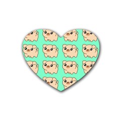 Puppy Pattern Wallpaper Dog Pet Rubber Coaster (heart) by Wegoenart