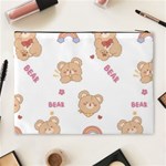 Illustrations Bear Cartoon Background Pattern Cosmetic Bag (XL) Back