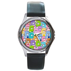 Care Bears Bear Background Cartoon Round Metal Watch by Sudhe