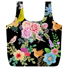 Illustration Bird Flower Floral Background Full Print Recycle Bag (xxxl) by danenraven