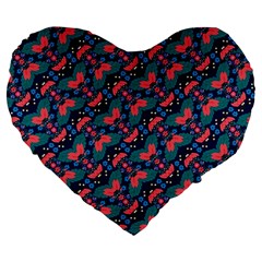 Illustration Tile Pattern Patchwork Large 19  Premium Heart Shape Cushions by danenraven