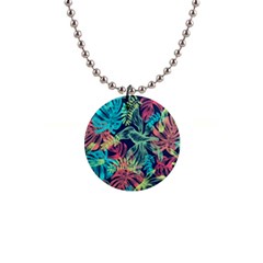 Sheets Tropical Picture Plant Pattern 1  Button Necklace by Ravend