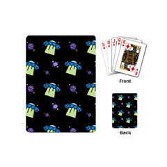 Illustration Cosmos Cosmo Rocket Spaceship Ufo Playing Cards Single Design (mini) by danenraven