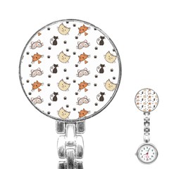 Cute Cat Kitten Animal Design Pattern Stainless Steel Nurses Watch by danenraven