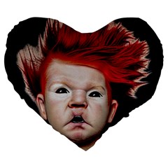 Creepy Boy Portrait Art Large 19  Premium Flano Heart Shape Cushions by dflcprintsclothing