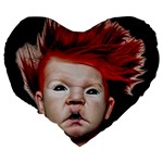 Creepy Boy Portrait Art Large 19  Premium Flano Heart Shape Cushions Back