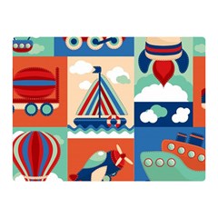 Toy Transport Cartoon Seamless-pattern-with-airplane-aerostat-sail Yacht Vector Illustration Double Sided Flano Blanket (mini)  by Jancukart