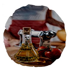 Healthy Ingredients - Olive Oil And Tomatoes Large 18  Premium Round Cushions by ConteMonfrey