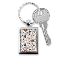 Brown Coffee Beans Pattern Key Chain (rectangle) by Jancukart
