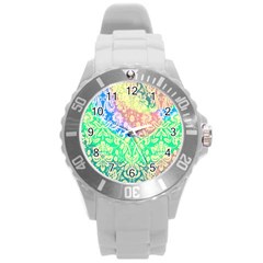 Hippie Fabric Background Tie Dye Round Plastic Sport Watch (l) by Ravend