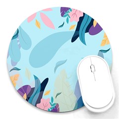 Illustration Leaves Leaf Nature Background Plant Round Mousepads by Ravend