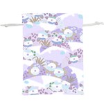 Purple Japanese Pattern Texture Violet Textile  Lightweight Drawstring Pouch (XL) Back